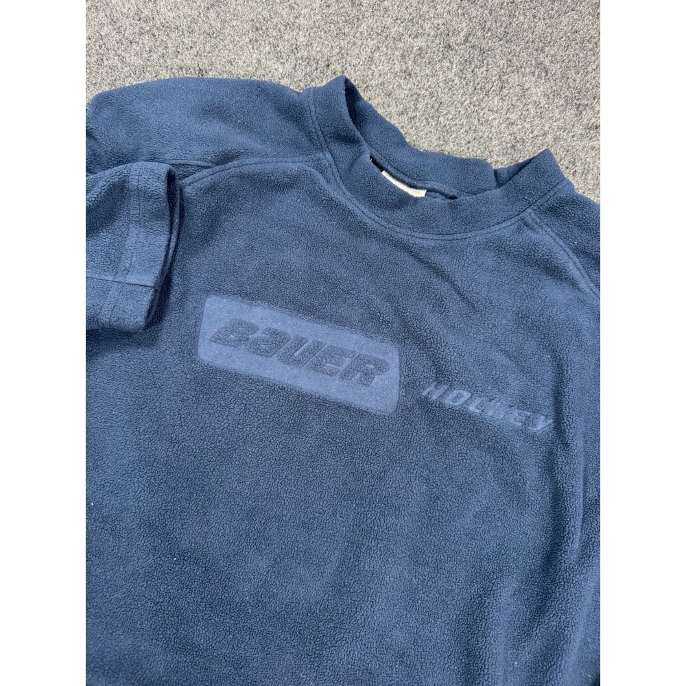 VTG Bauer Hockey Fleece Pullover Crewneck Navy Blue XL Made In Korea